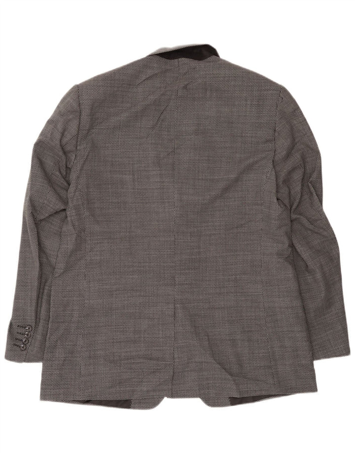 Marks & Spencer Mens 2 Button Blazer Jacket UK 44 XL Black Check Wool