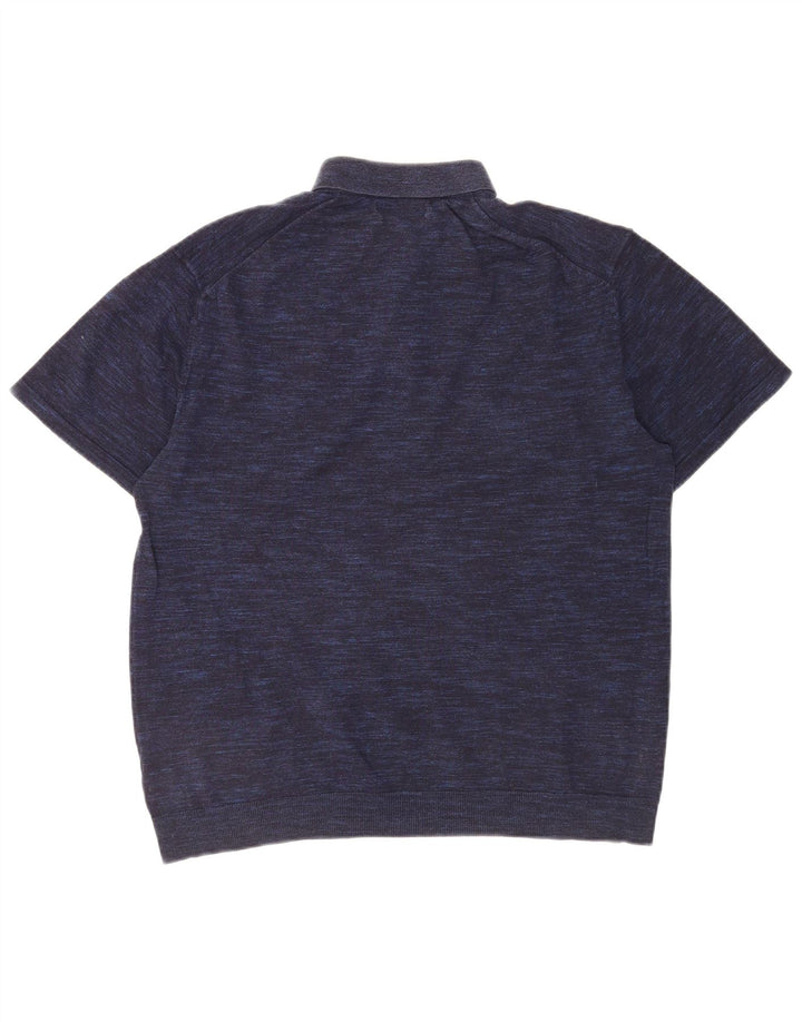 Marks & Spencer Mens Short Sleeve Polo Shirt Large Navy Blue Flecked