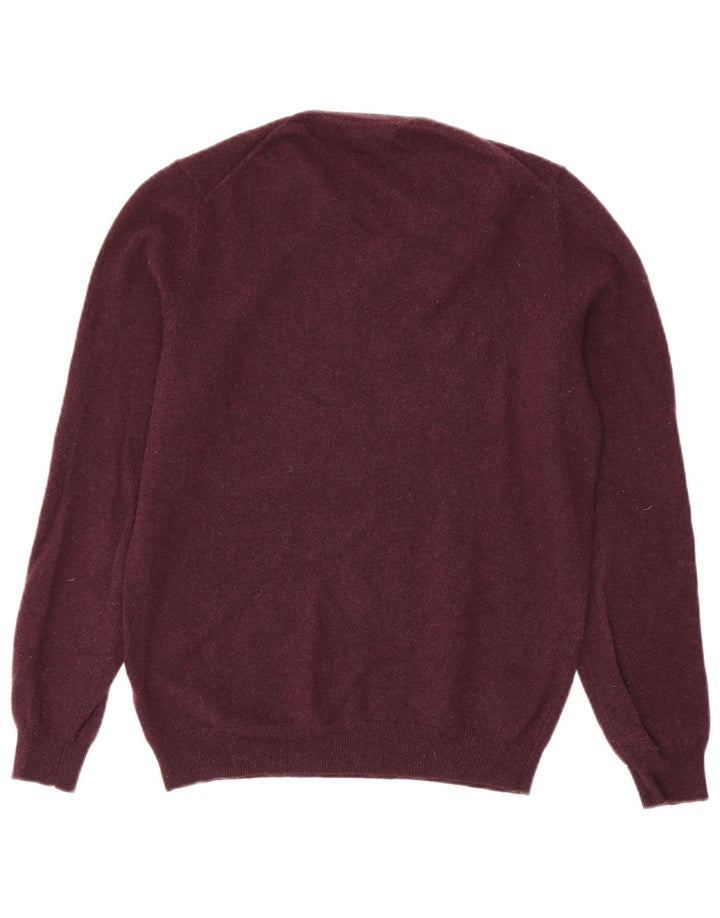 Massimo Dutti Mens V-Neck Jumper Sweater Medium Burgundy