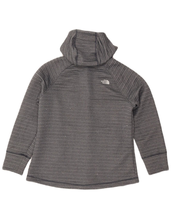 The North Face Womens Zip Hoodie Sweater UK 18 XL Grey Striped Polyester