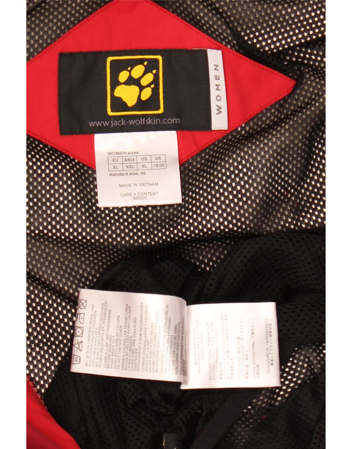 Jack Wolfskin Womens Hooded Rain Jacket UK 18/20 XL Red Polyamide