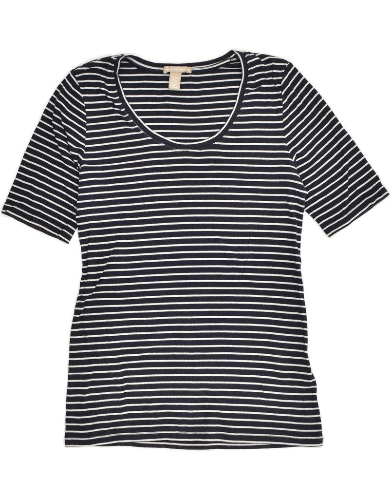 BANANA REPUBLIC Womens T-Shirt Top UK 14 Large Navy Blue Striped Cotton | Vintage Banana Republic | Thrift | Second-Hand Banana Republic | Used Clothing | Messina Hembry 