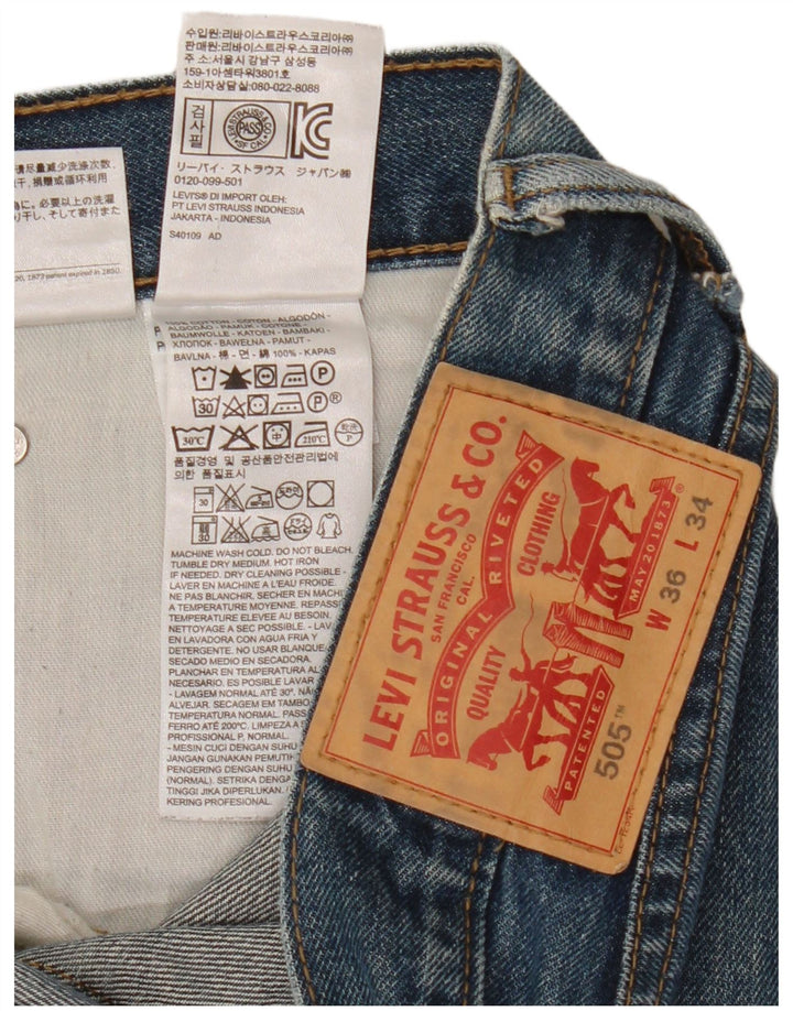 Levi's Mens 505 Straight Jeans W36 L34 Blue Cotton