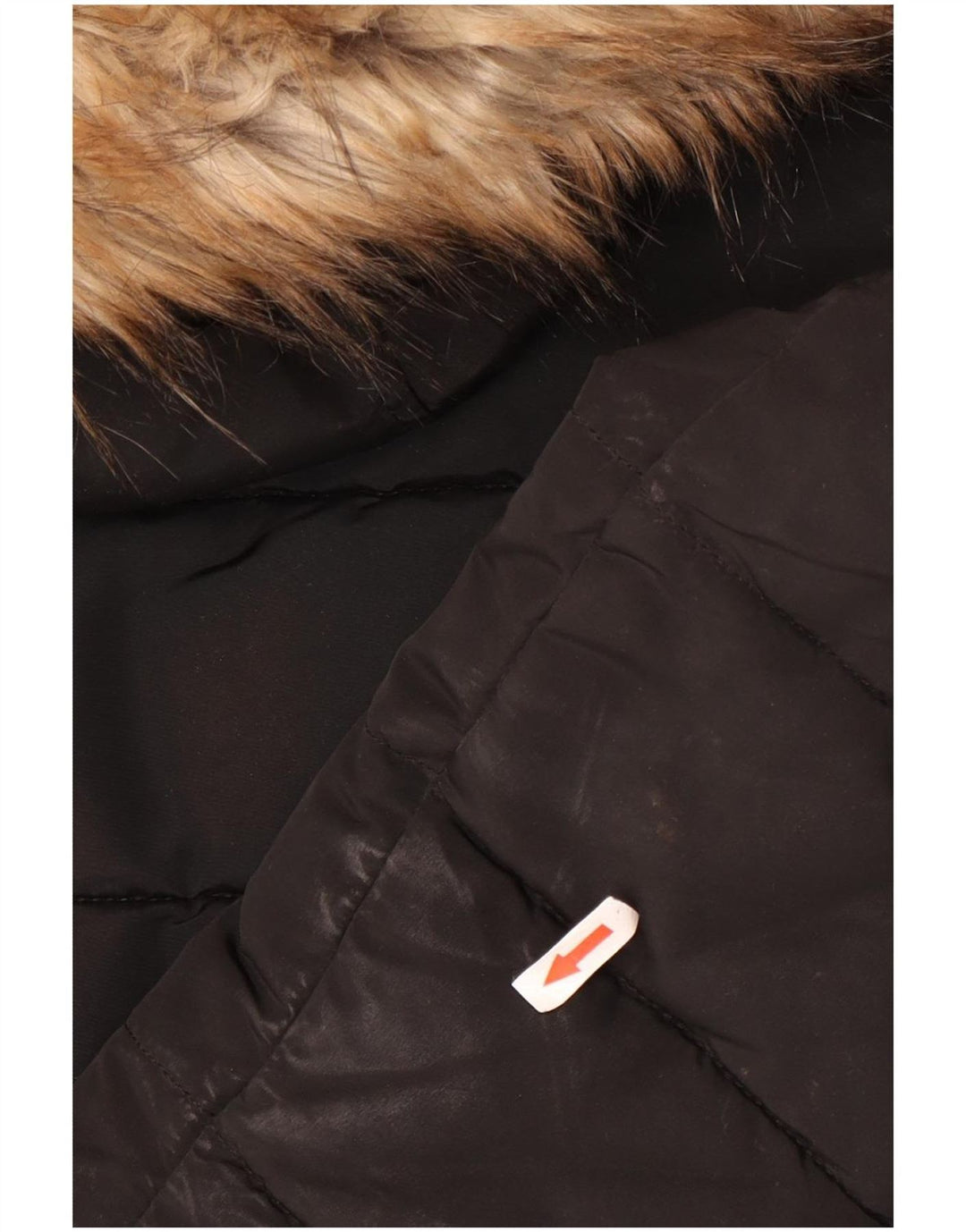 Topshop Womens Hooded Padded Jacket UK 12 Medium Black Polyester
