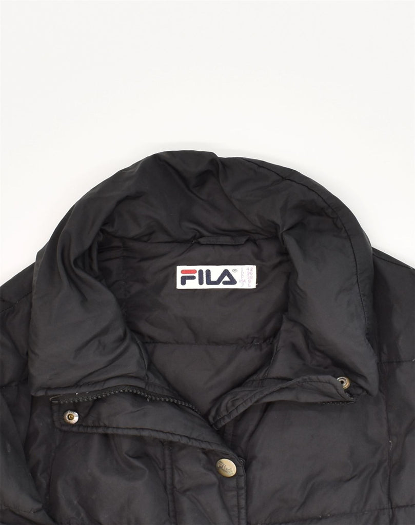 FILA Womens Padded Jacket IT 42 Medium Black Polyamide | Vintage Fila | Thrift | Second-Hand Fila | Used Clothing | Messina Hembry 