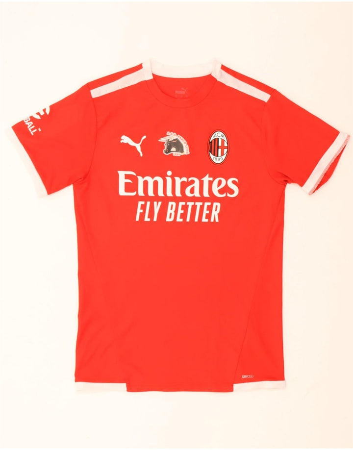 Puma Mens AC Milan Graphic T-Shirt Top Small Red Colourblock Polyester