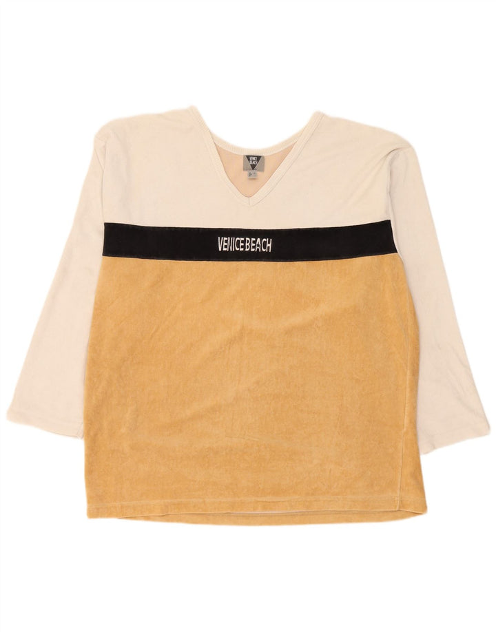 Venice Beach Mens Graphic Top Long Sleeve XL Yellow Colourblock