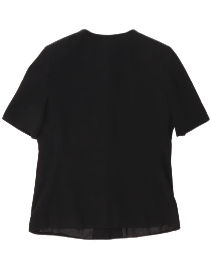 Luisa Spagnoli Womens 5 Button Short Sleeve Blazer Jacket IT 46 Large Black