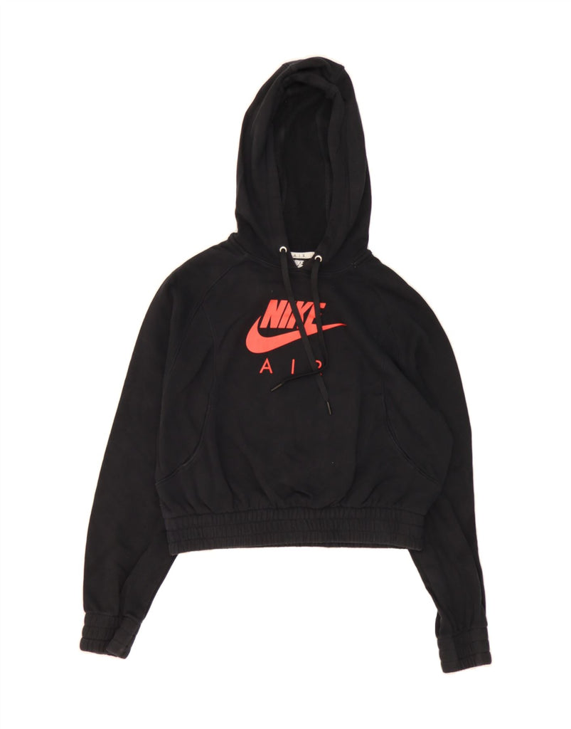 NIKE Womens Oversized Crop Graphic Hoodie Jumper UK 10 Small Black Cotton Vintage Nike and Second-Hand Nike from Messina Hembry 
