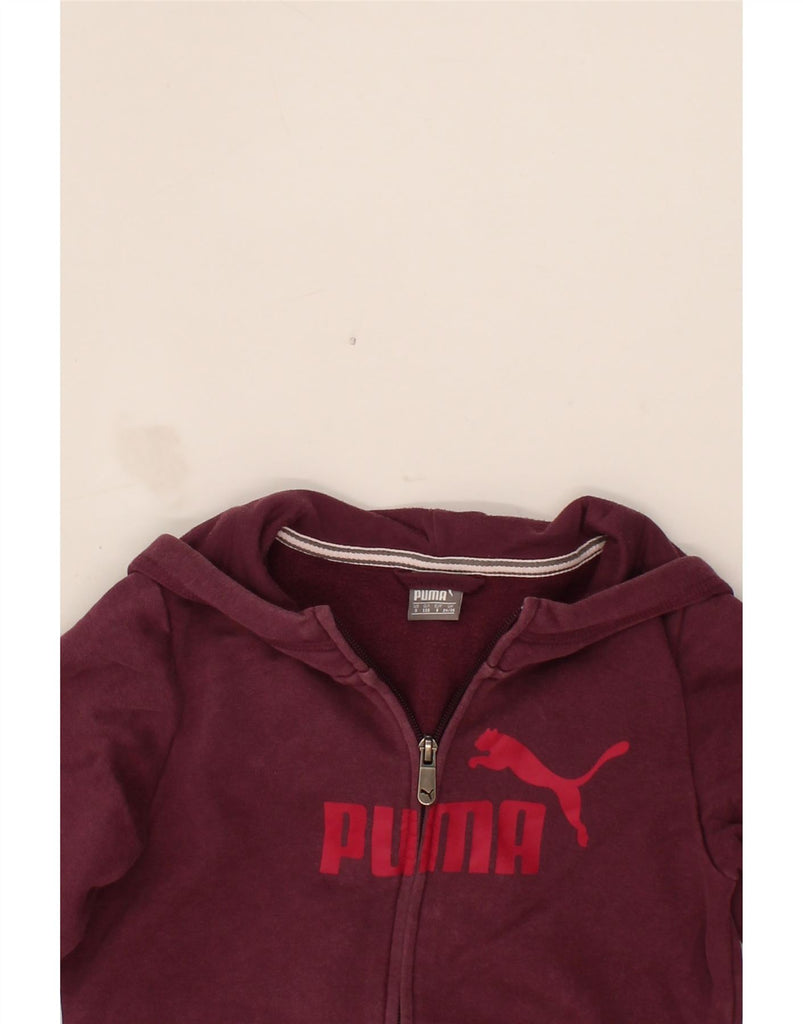PUMA Boys Graphic Zip Hoodie Sweater 7-8 Years  Burgundy Cotton Vintage Puma and Second-Hand Puma from Messina Hembry 