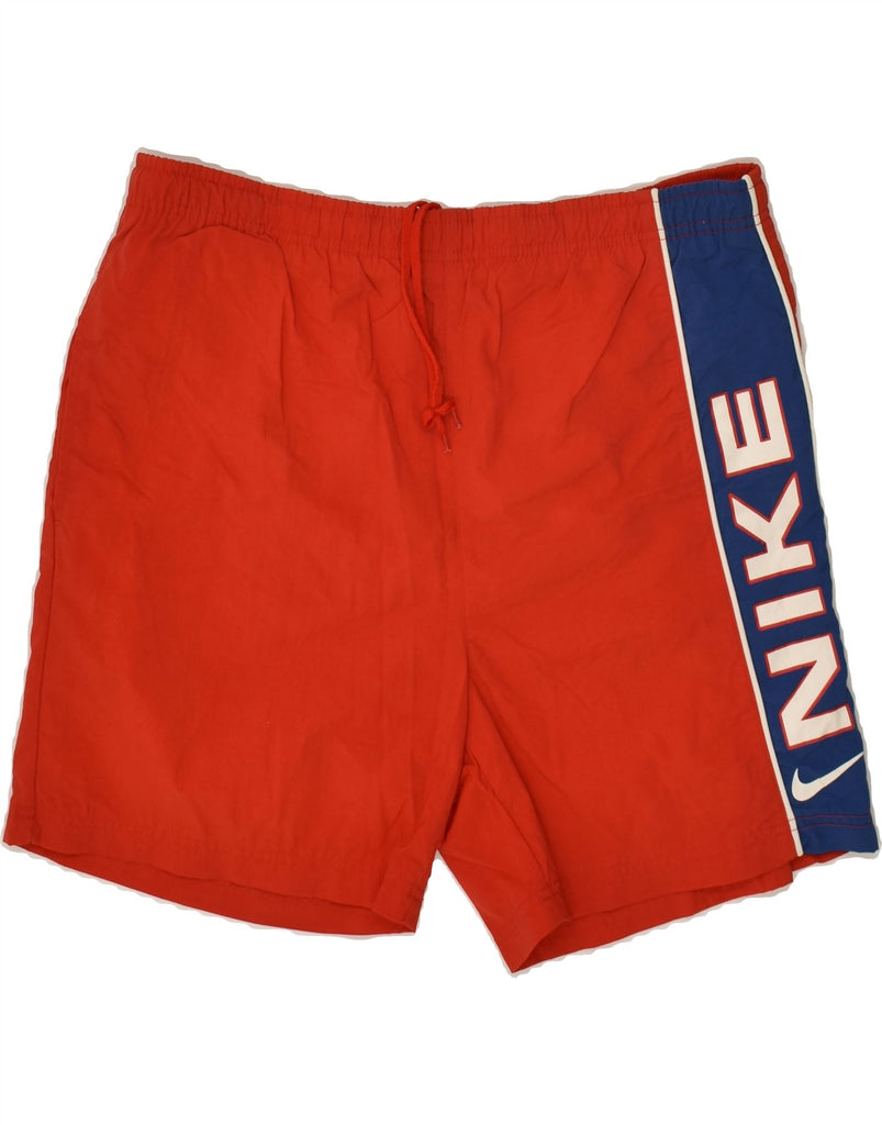 NIKE Mens Graphic Sport Shorts Medium Red Colourblock Nylon | Vintage Nike | Thrift | Second-Hand Nike | Used Clothing | Messina Hembry 