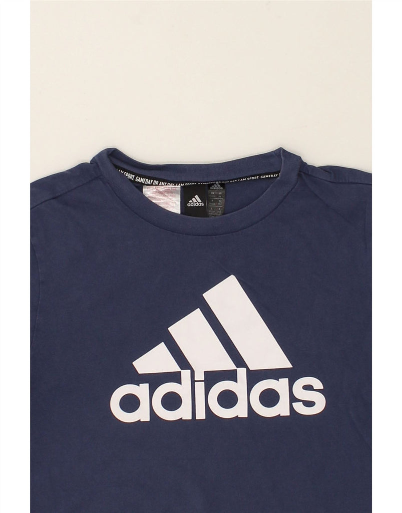 ADIDAS Boys Graphic T-Shirt Top 11-12 Years Navy Blue Cotton | Vintage Adidas | Thrift | Second-Hand Adidas | Used Clothing | Messina Hembry 