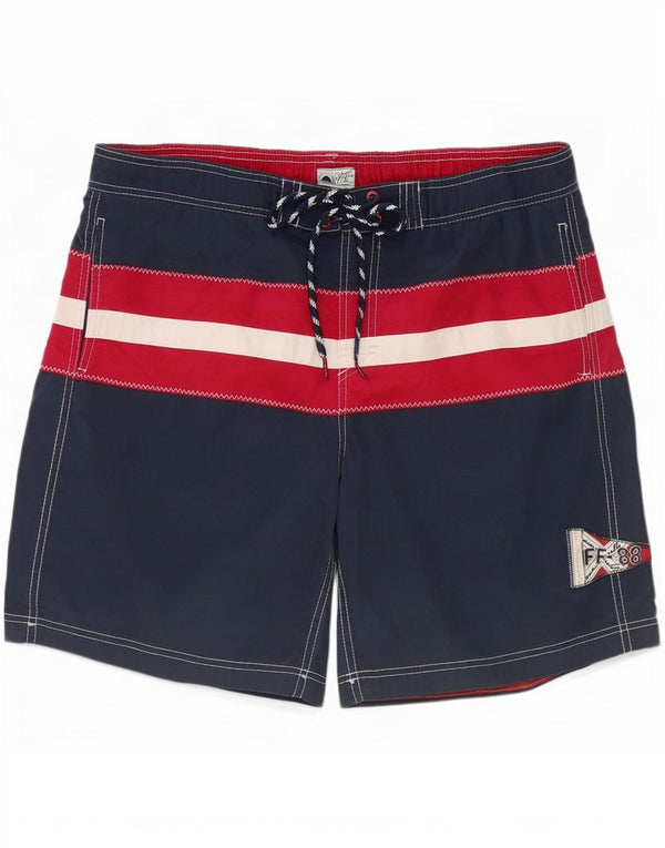Fat Face Mens Swimming Shorts XL Navy Blue Colourblock Cotton
