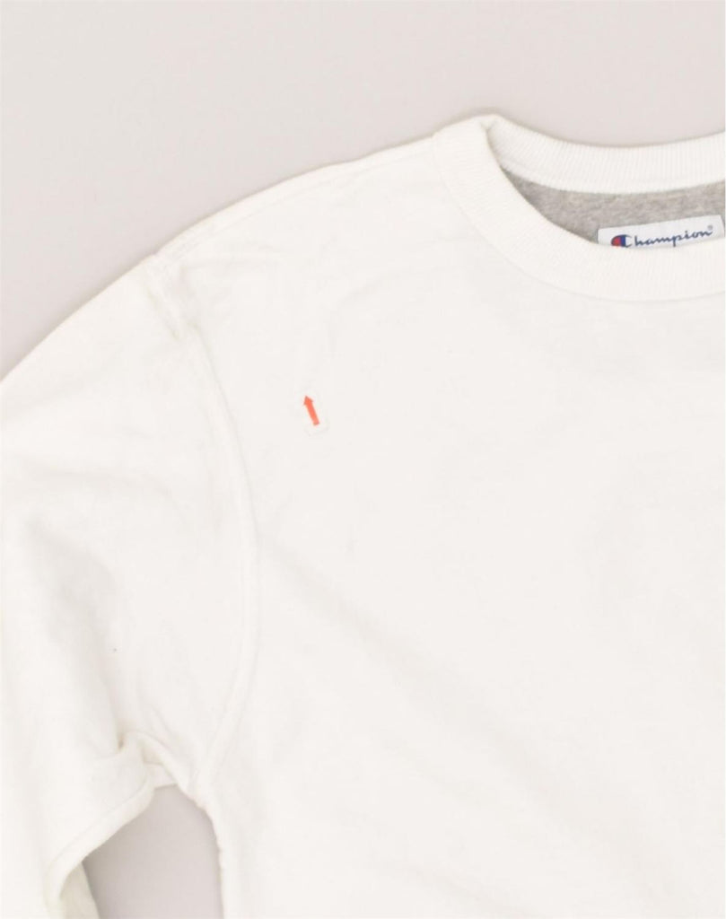 CHAMPION Mens Sweatshirt Jumper Small White Cotton | Vintage Champion | Thrift | Second-Hand Champion | Used Clothing | Messina Hembry 