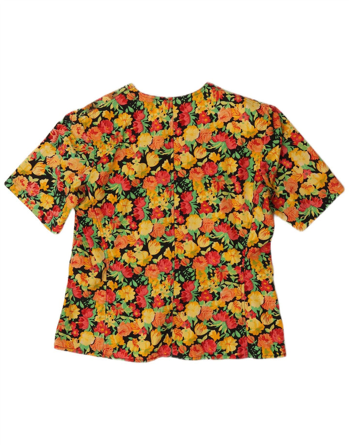 VINTAGE Womens 3 Button Blazer Jacket IT 46 Large Multicoloured Floral