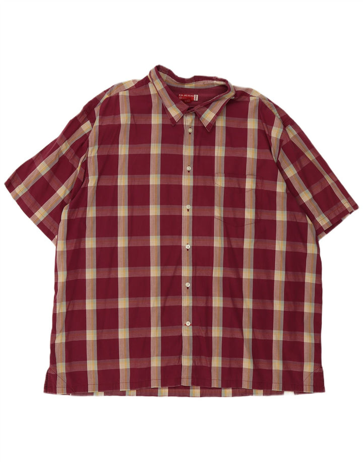 Guess Mens Short Sleeve Shirt 2XL Burgundy Check