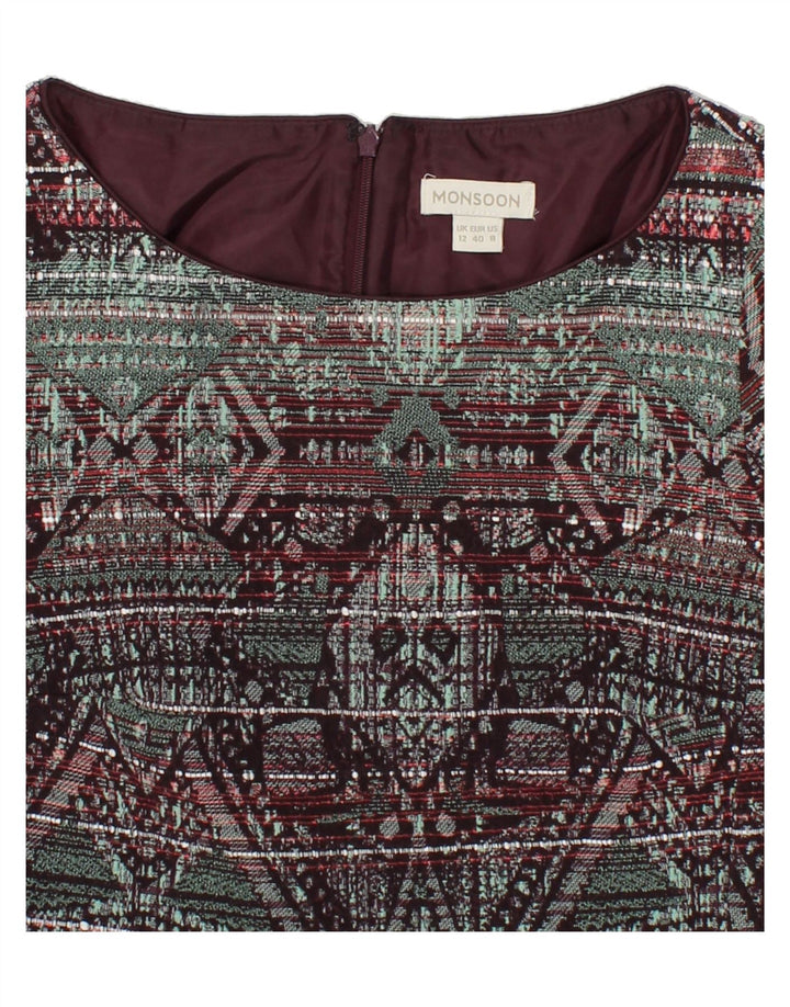 MONSOON Womens Sheath Dress UK 12 Medium  Maroon Argyle/Diamond Cotton Vintage Monsoon and Second-Hand Monsoon from Messina Hembry 