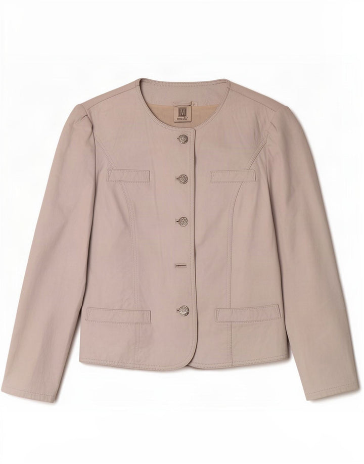 Madeleine Womens 4 Button Leather Blazer Jacket IT 42 Medium White