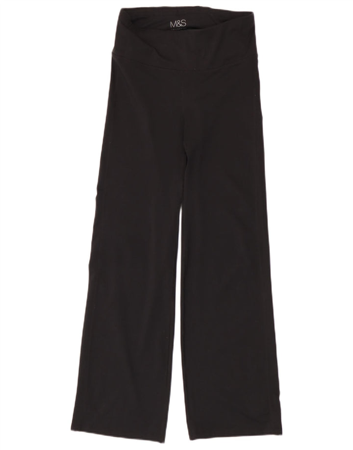 Marks & Spencer Womens Wide Leg Tracksuit Trousers UK 8 Small Black