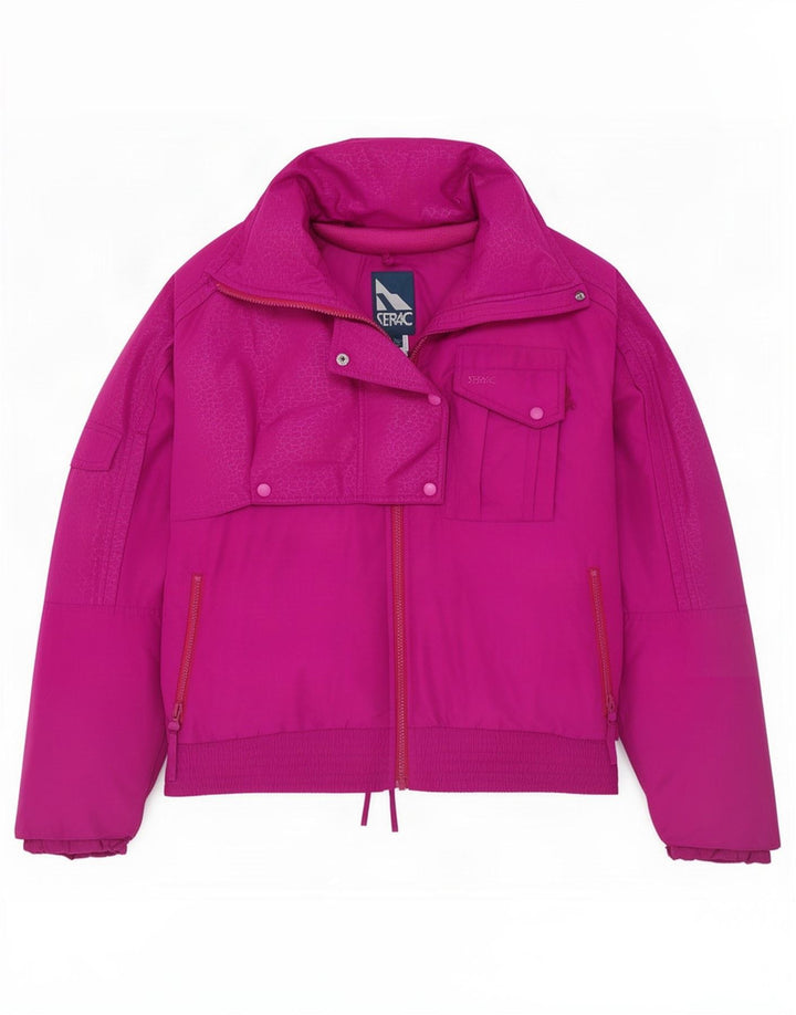 Serac Womens Oversized Ski Jacket UK 8 Small Pink Cotton