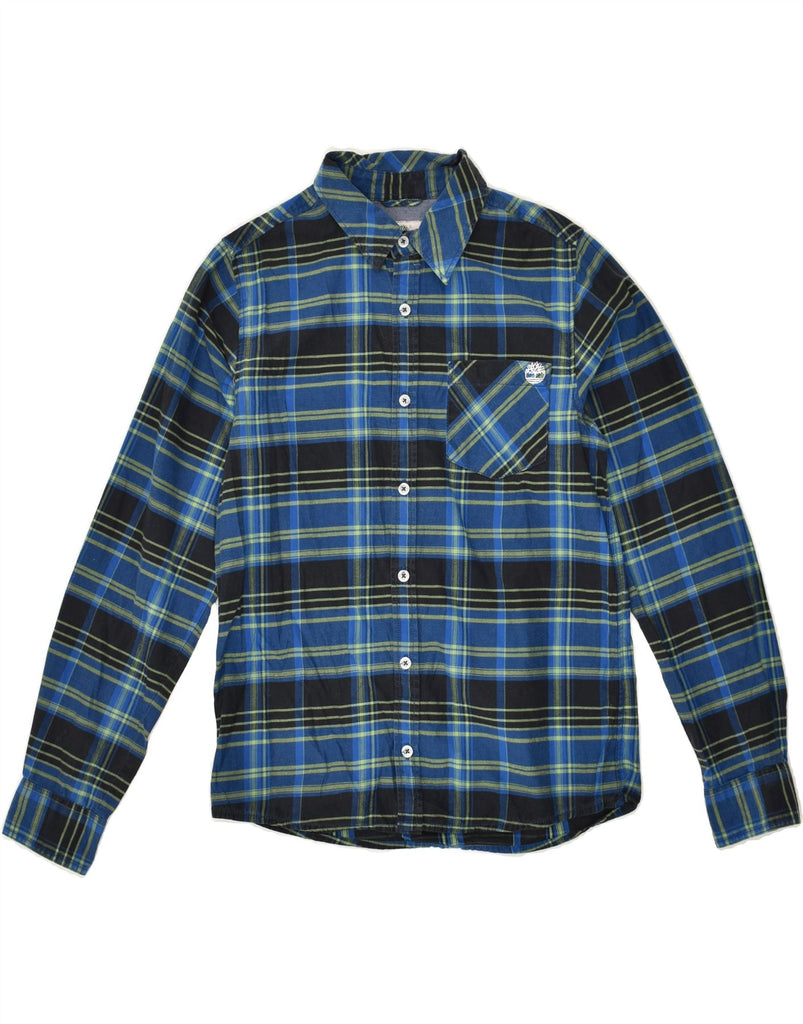 TIMBERLAND Boys Shirt 13-14 Years Small  Blue Check Cotton | Vintage Timberland | Thrift | Second-Hand Timberland | Used Clothing | Messina Hembry 