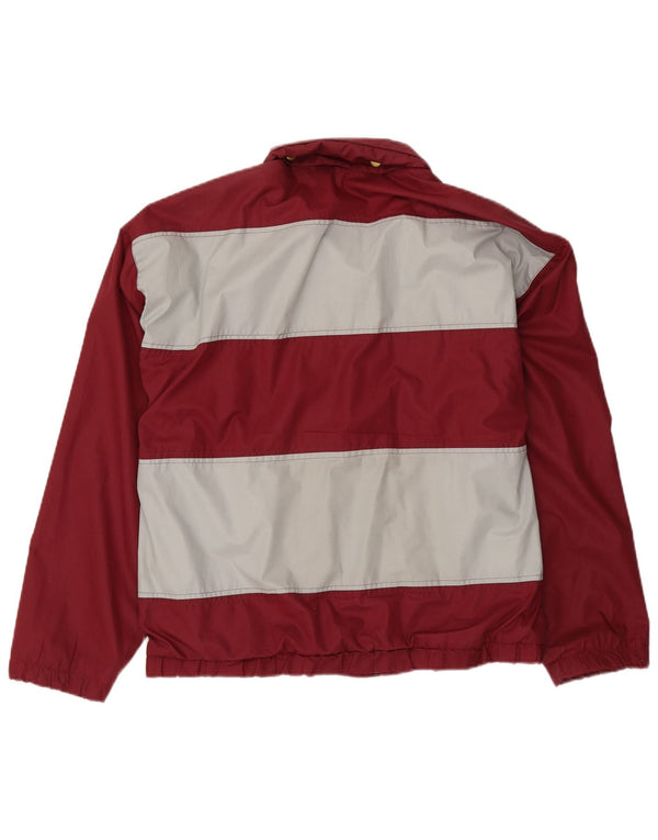 CAMPRI Mens Hooded Bomber Jacket UK 40 Large Burgundy Striped Polyester