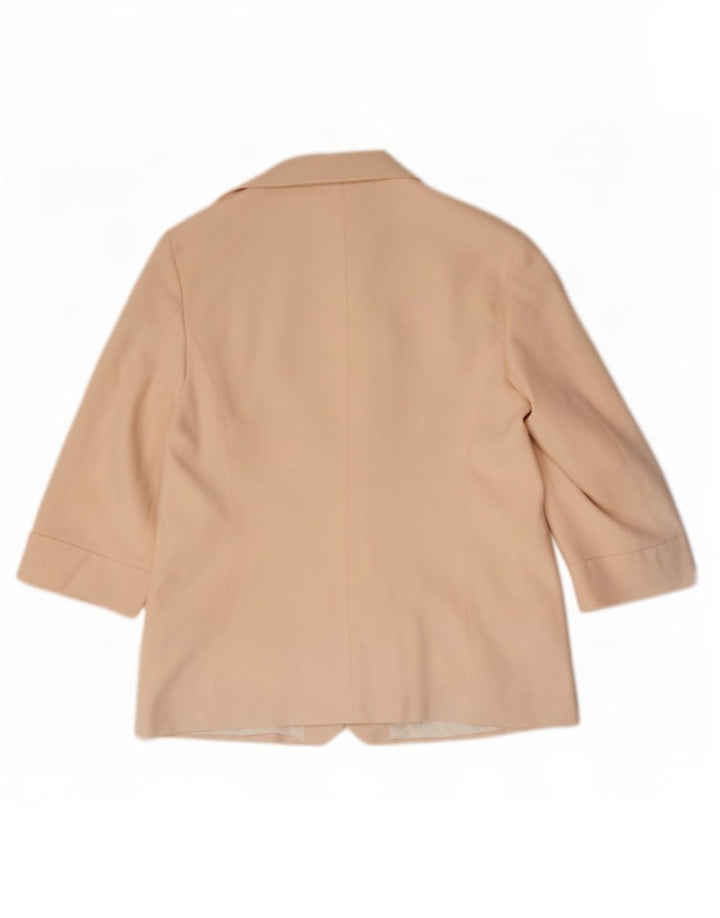Marks & Spencer Womens 3/4 Sleeve 1 Button Blazer Jacket UK 16 Large Pink