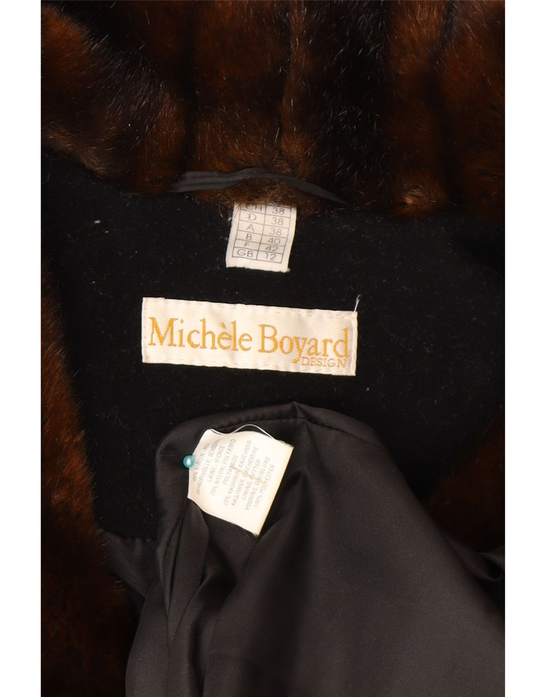 Michele Boyard Womens Hooded Oversized Overcoat UK 12 Medium Black Wool