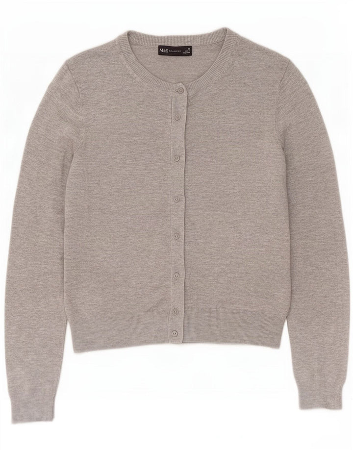 Marks & Spencer Womens Cardigan Sweater UK 12 Medium Grey Viscose