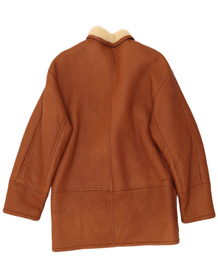 VINTAGE Mens Shearling Jacket IT 52 XL Brown Shearling