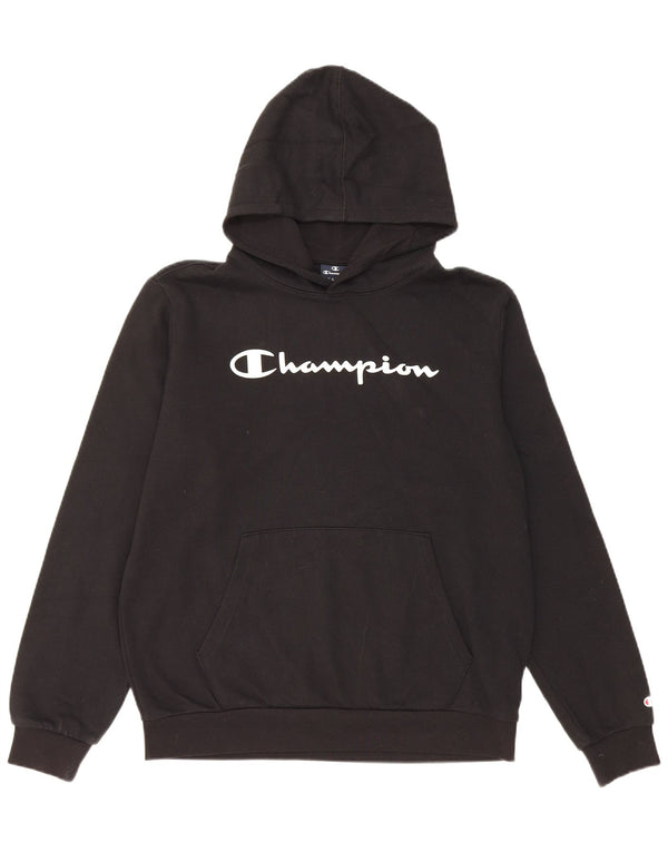 Champion Boys Graphic Hoodie Jumper 15-16 Years 2XL Black Cotton
