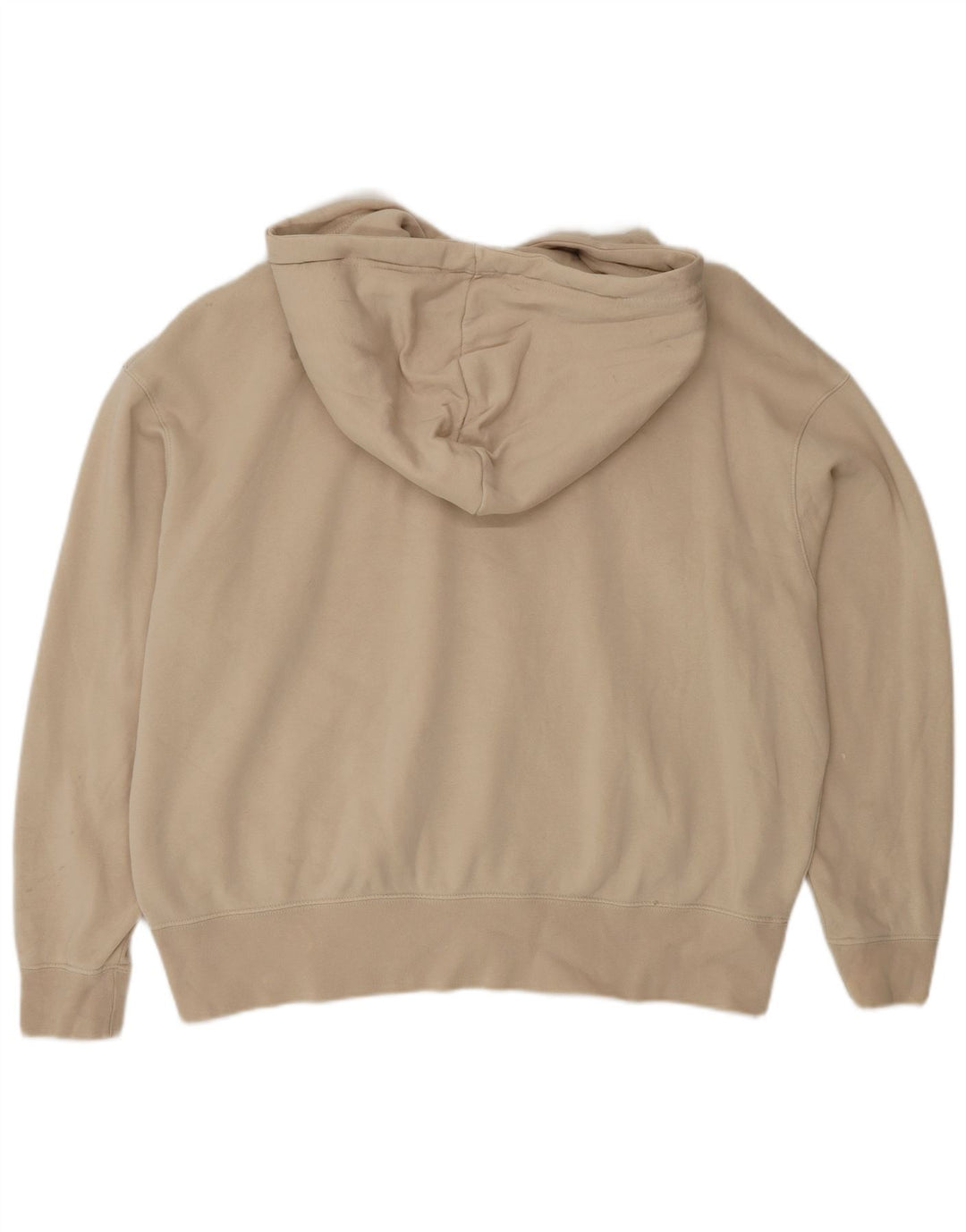 Nike Womens Oversized Hoodie Jumper UK 14 Medium Beige Cotton