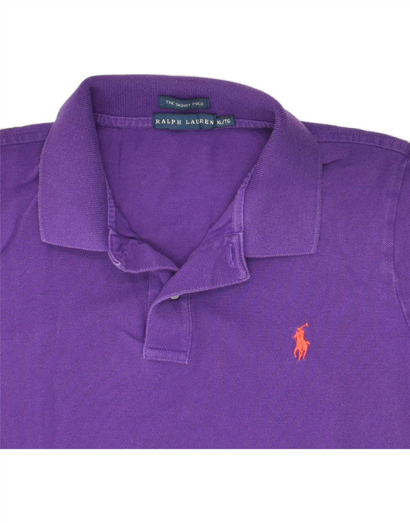 RALPH LAUREN Womens Skinny Polo Shirt UK 18 XL Purple Cotton | Vintage Ralph Lauren | Thrift | Second-Hand Ralph Lauren | Used Clothing | Messina Hembry 