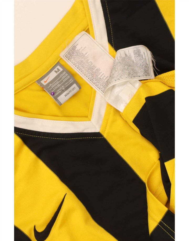 Nike Mens Top Long Sleeve UK 39/41 Medium Yellow Striped Polyester