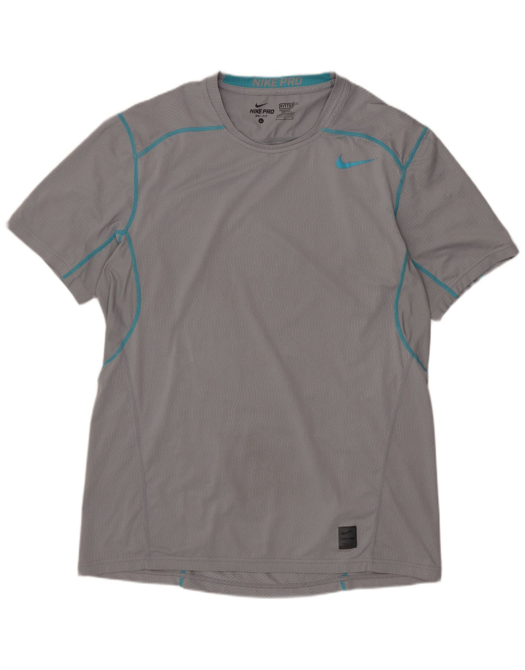 NIKE Mens Dri Fit T-Shirt Top Large Grey Check Polyester