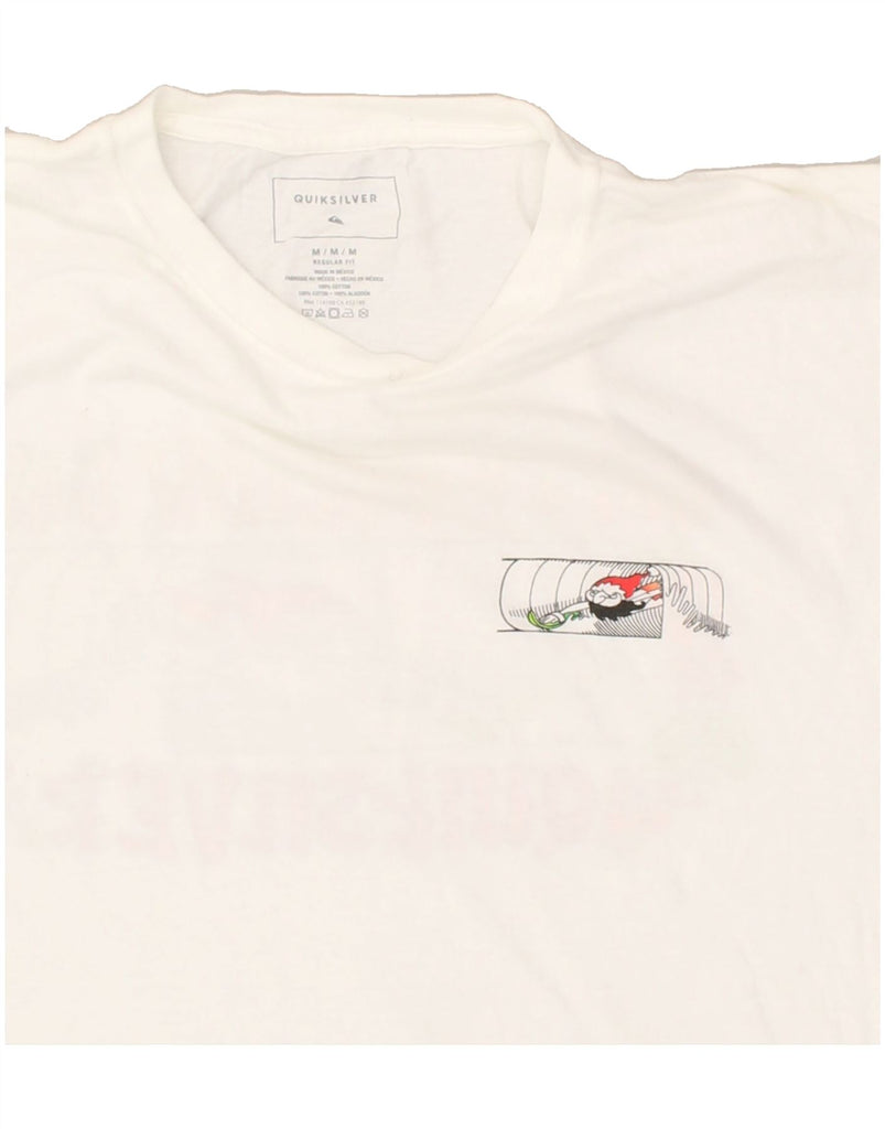 QUIKSILVER Mens Regular Fit Graphic T-Shirt Top Medium White Cotton | Vintage Quiksilver | Thrift | Second-Hand Quiksilver | Used Clothing | Messina Hembry 