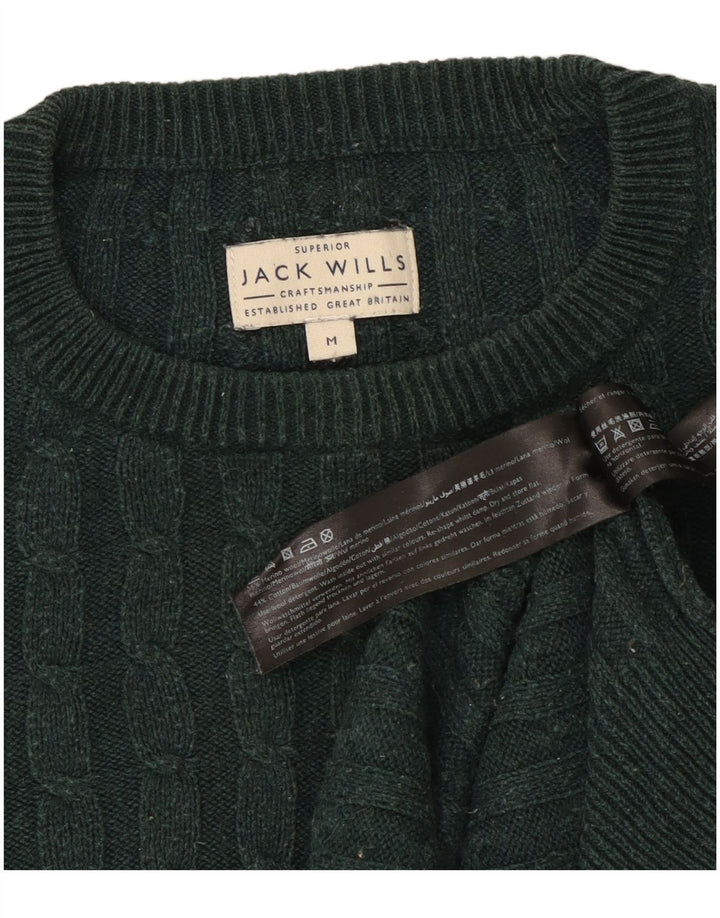 Jack Wills Mens Crew Neck Jumper Sweater Medium Green Wool