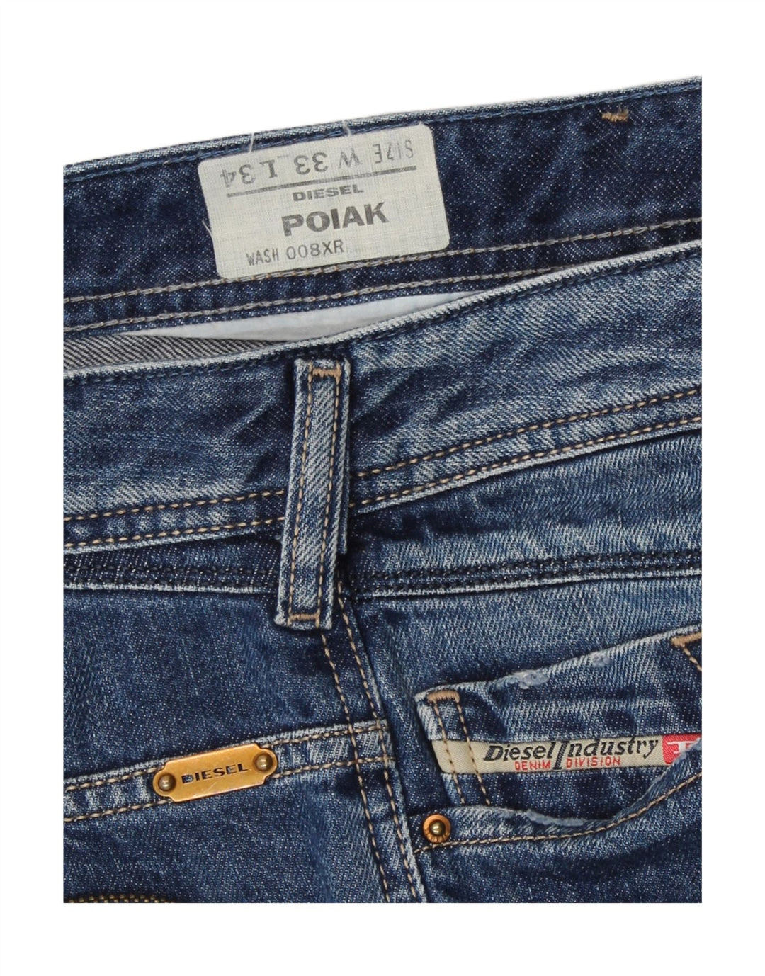Diesel Mens Poiak Straight Jeans W33 L30 Blue Cotton