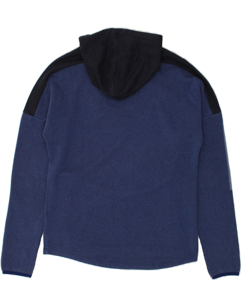 ADIDAS Mens Graphic Hoodie Jumper Medium Blue Colourblock Cotton | Vintage Adidas | Thrift | Second-Hand Adidas | Used Clothing | Messina Hembry 