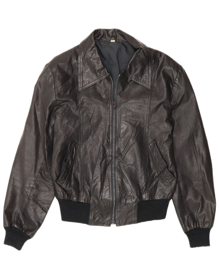 Vintage Womens Leather Jacket IT 50 XL Black