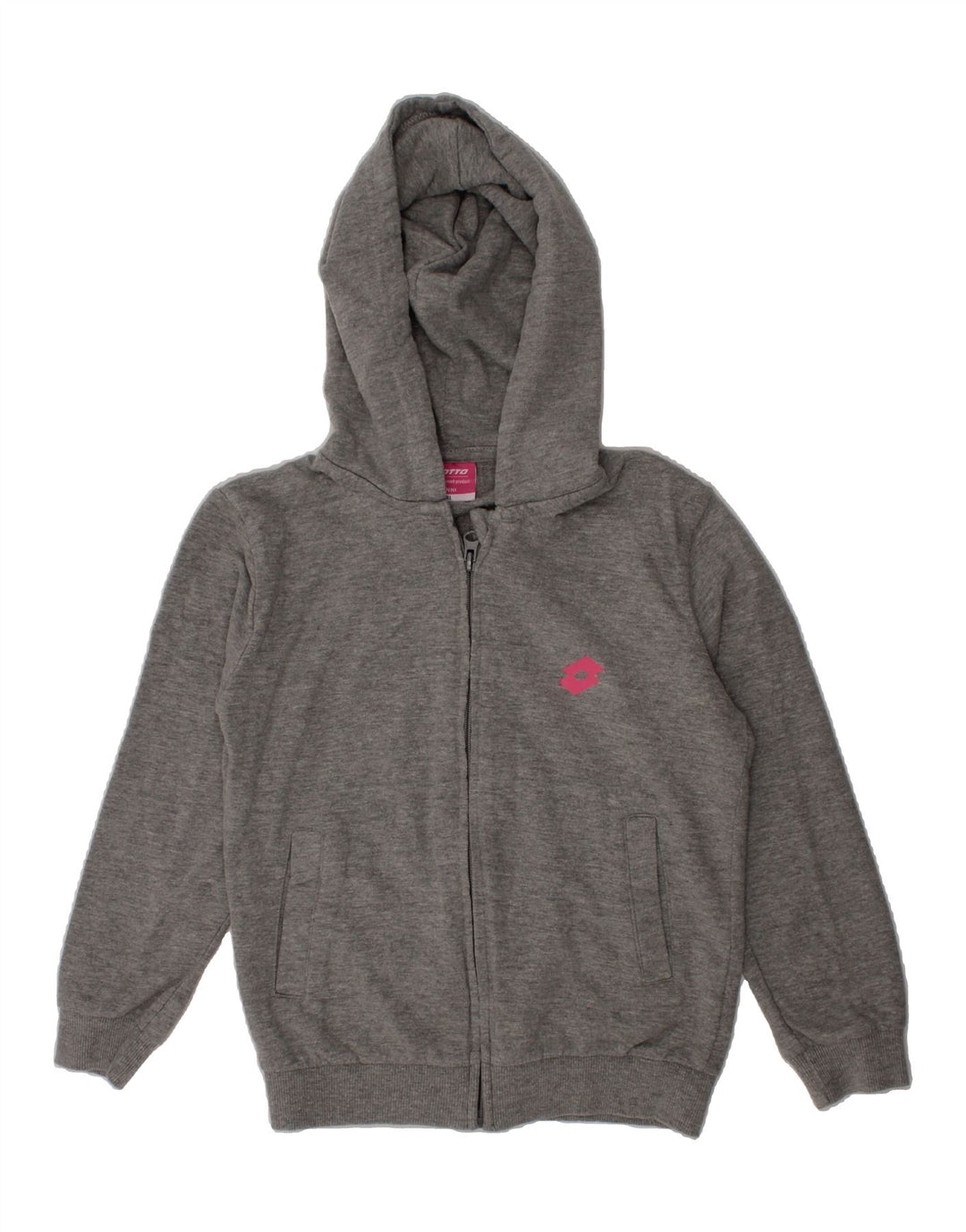LOTTO Girls Zip Hoodie Sweater 7-8 Years Grey Cotton Vintage Lotto and Second-Hand Lotto from Messina Hembry 