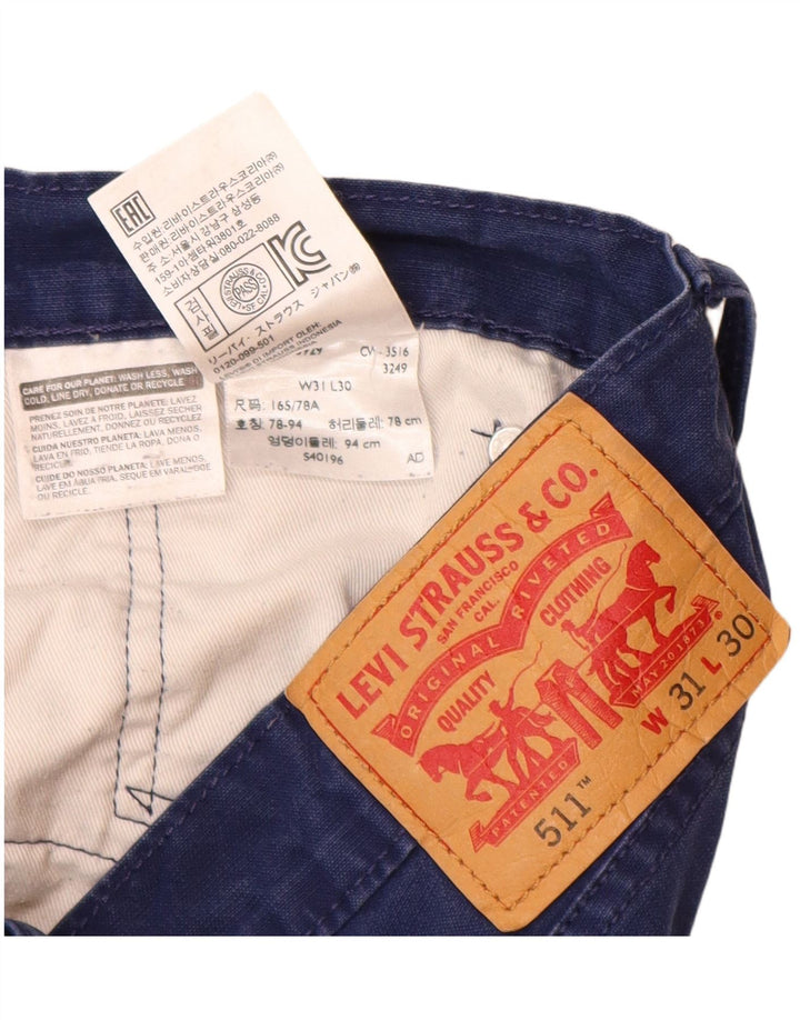 LEVI'S Mens 511 Slim Casual Trousers W31 L30 Navy Blue Cotton