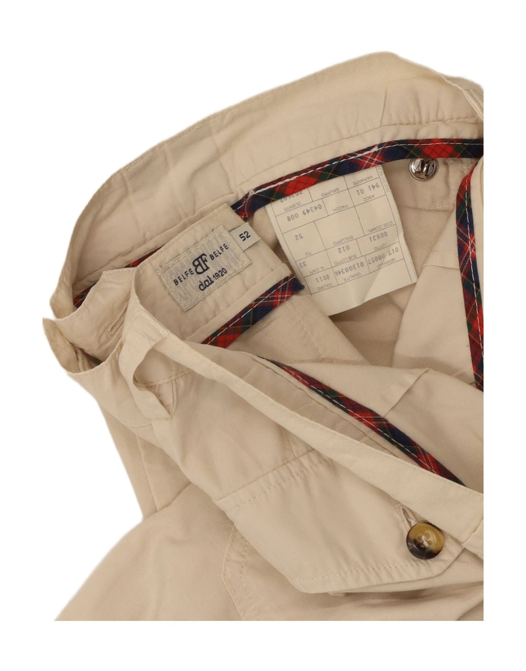 BELFE & BELFE Mens Pegged Chino Shorts IT 52 XL W36 Beige Cotton