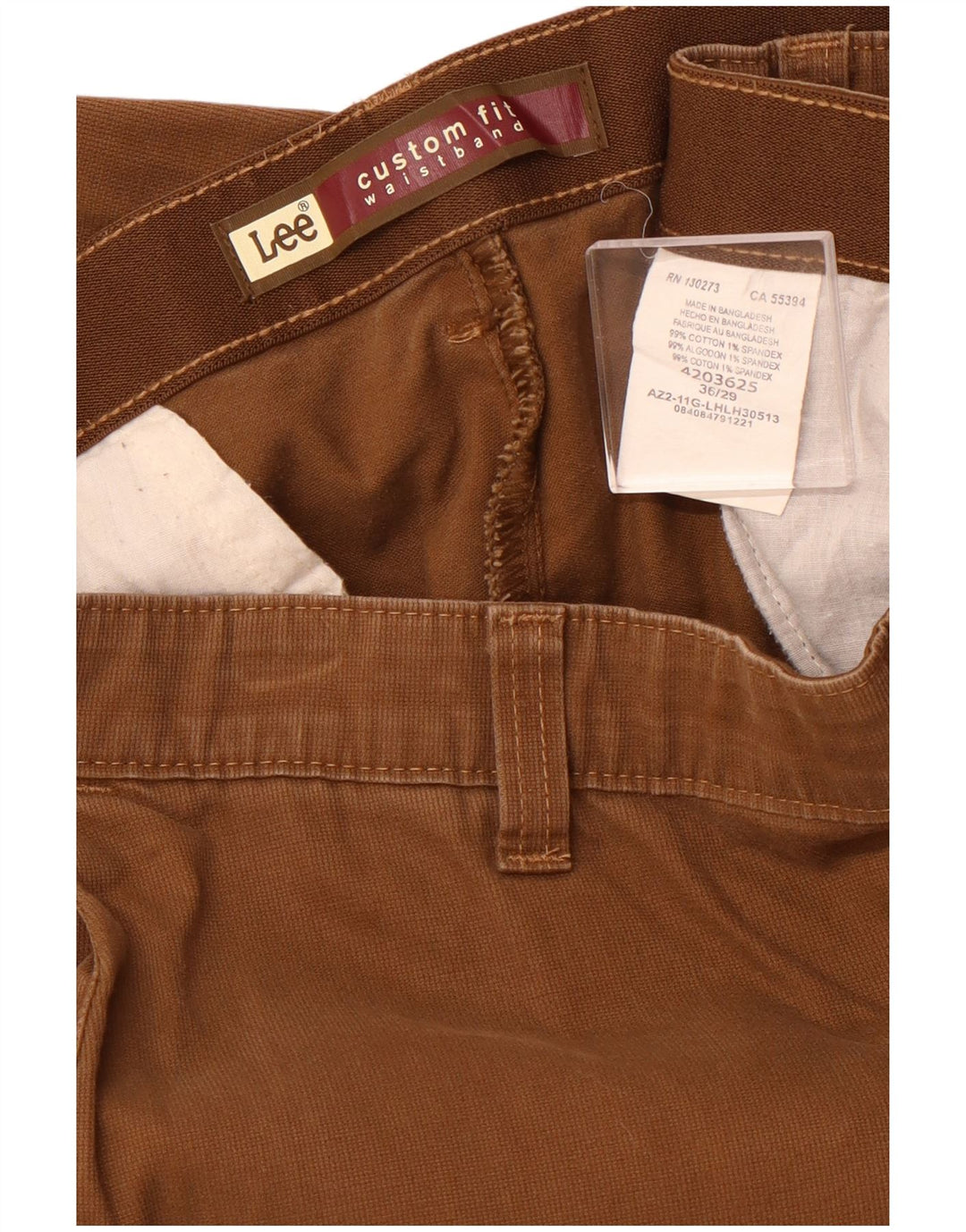 LEE Mens Custom Fit Cropped Trousers W36 L25 Brown Cotton