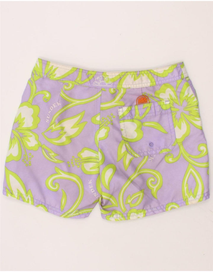 SUNDEK Boys Swimming Shorts 7-8 Years Purple Floral Polyester Vintage Sundek and Second-Hand Sundek from Messina Hembry 