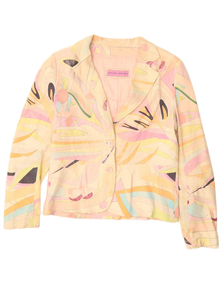 Vintage Womens Abstract Pattern Blazer Jacket IT 46 Large Multicoloured