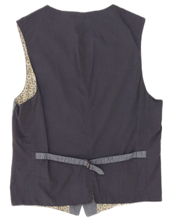 Sisley Mens Waistcoat IT 50 Medium Blue Pinstripe Cotton