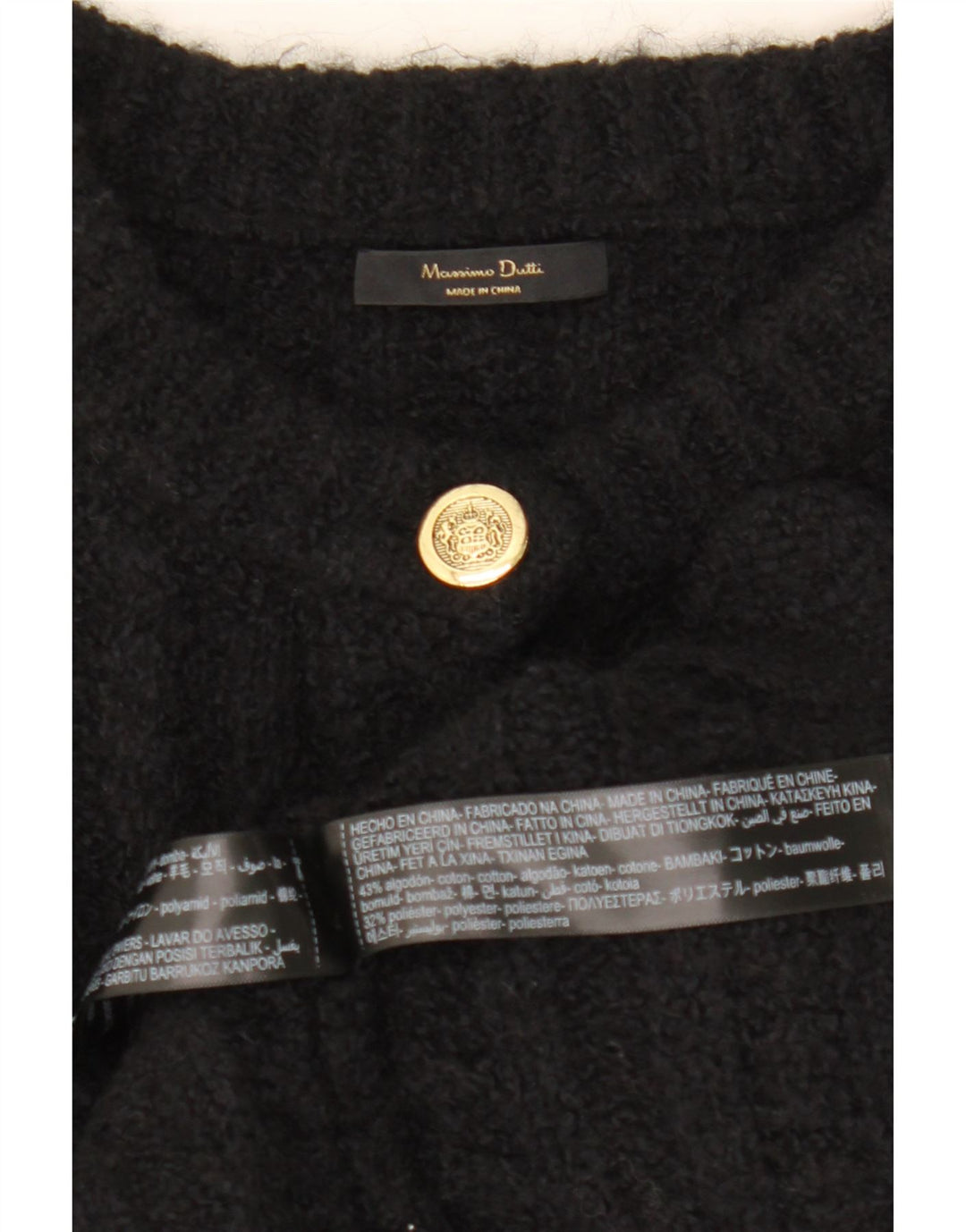 Massimo Dutti Womens Crop Oversized Cardigan Sweater UK 10 Small Black