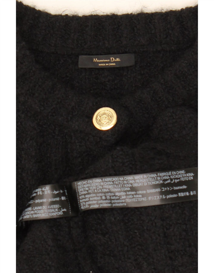 Massimo Dutti Womens Crop Oversized Cardigan Sweater UK 10 Small Black