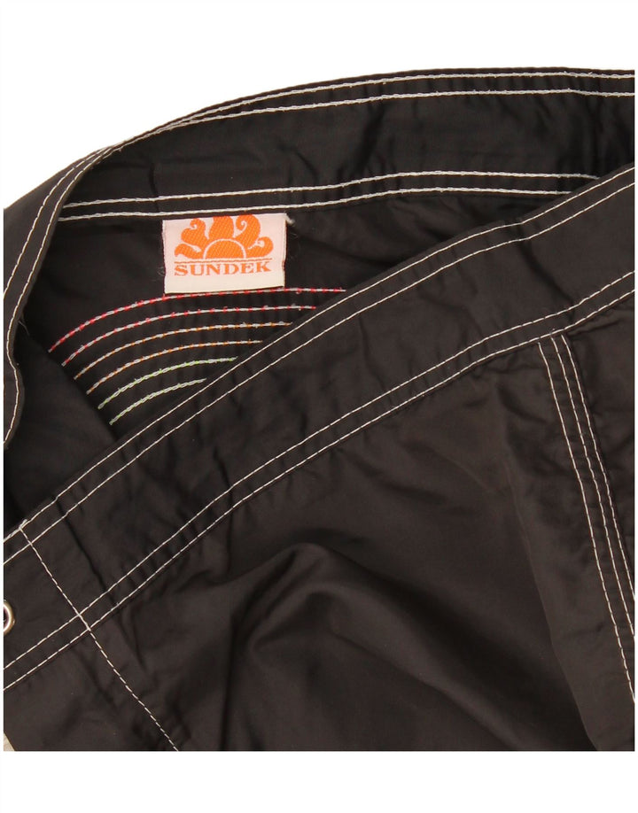 Sundek Mens Swimming Shorts Medium  Black Striped Nylon